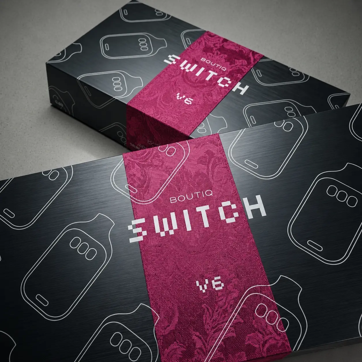 Boutiq Switch V6 disposable vape featuring a 3-chamber strain switching system and 2 grams of Liquid Live Diamonds extract